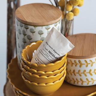 Small Stoneware Bowl with Scalloped Rim, Set of 12