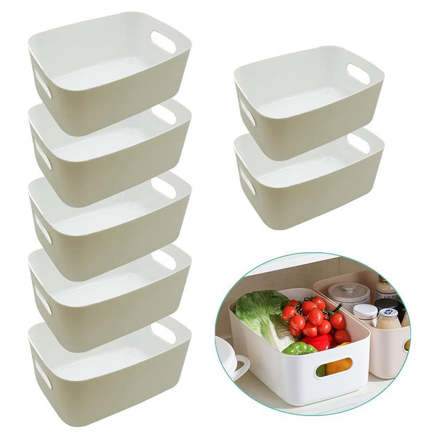 Set Of 7 Plastic Storage Bins for Toy Kitchen Under Bathroom Sink Versatile Home Containers for Organizers and Storage Plastic Pantry Bins Storage Organizer for Tableware Condiments tools (5M+2M)