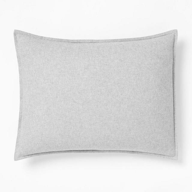 Organic Flannel Solid Duvet, Light Gray, Standard Sham