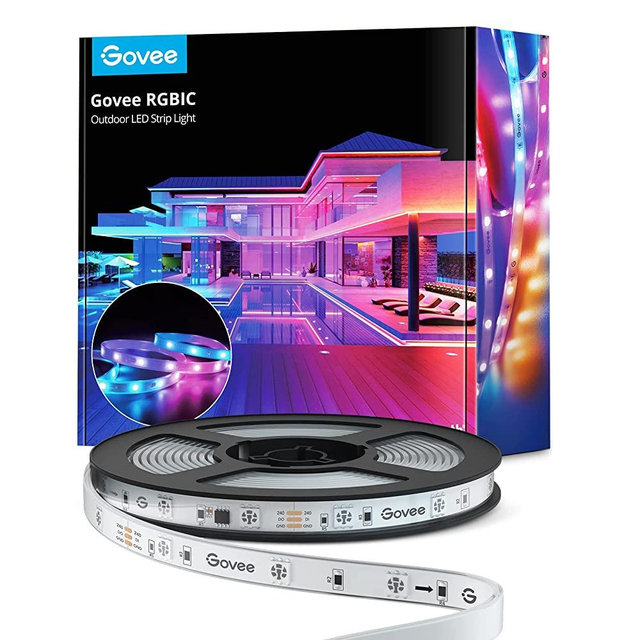 Govee Outdoor LED Strip Lights, 32.8ft RGBIC Outdoor Lights with 64 Scene Modes and 16 Music Mode, IP65 Waterproof Smart Lights with App Control for Home, Balcony, Roof, Backyard, Garden, Patio, Porch