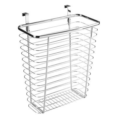 InterDesign Axis Over-the-Cabinet Steel Wastebasket 14" Chrome