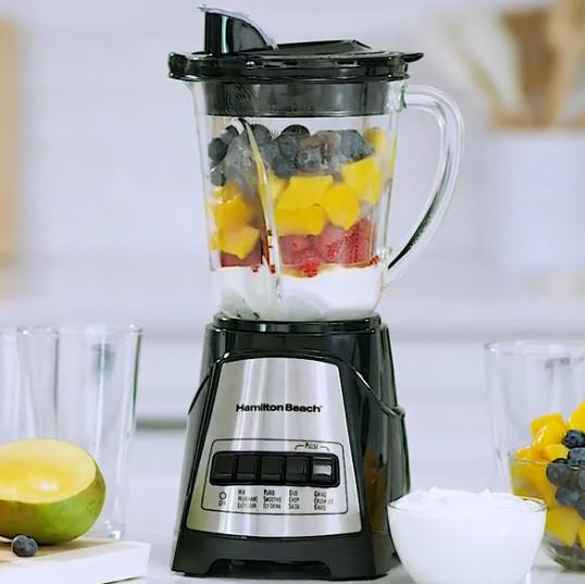 Hamilton Beach Power Elite Wave Action Blender For Smoothies, 40 Oz Glass Jar, 12 Functions Including Puree, Crush Ice, 700 Watts - Black (58148A)