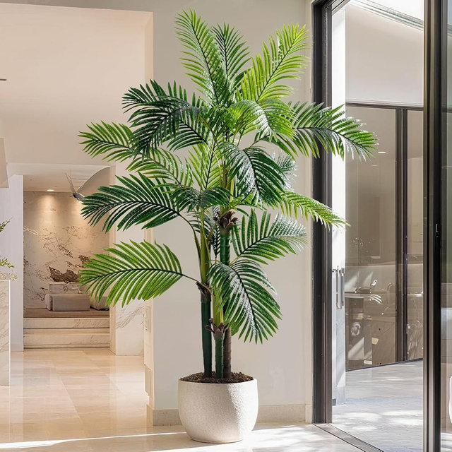Erimda 6.2FT Artificial Phoenix Palm Tree Artificial Plants Indoor Outdoor Large Faux Coconut Silk Palm Tree Tropical Fake Tree Faux Sago Palm Plant for Modern Farmhouse Yard Outside Patio Poolside