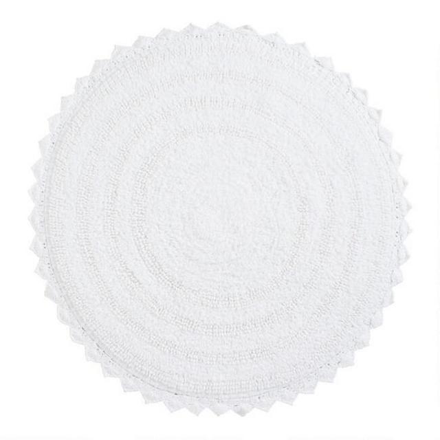 Round White Cotton Bath Mat