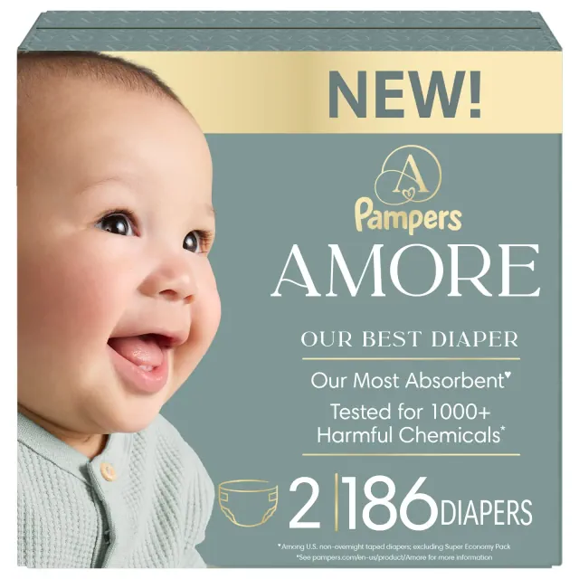 Amore by Pampers eComm Pack Disposable Diapers - Size 2 - 186ct