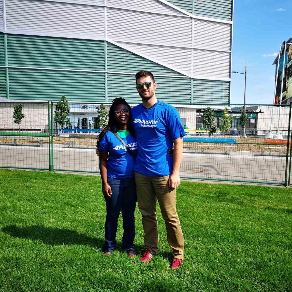 Volunteering for the Purolator Tackle Hunger Campaign at Mosaic Stadium