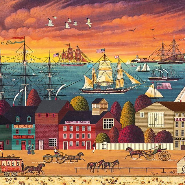 Buffalo Games - Charles Wysocki - Hoopla at The Harbor - 1000 Piece Jigsaw Puzzle for Adults -Challenging Puzzle Perfect for Game Nights - Finished Size is 26.75 x 19.75