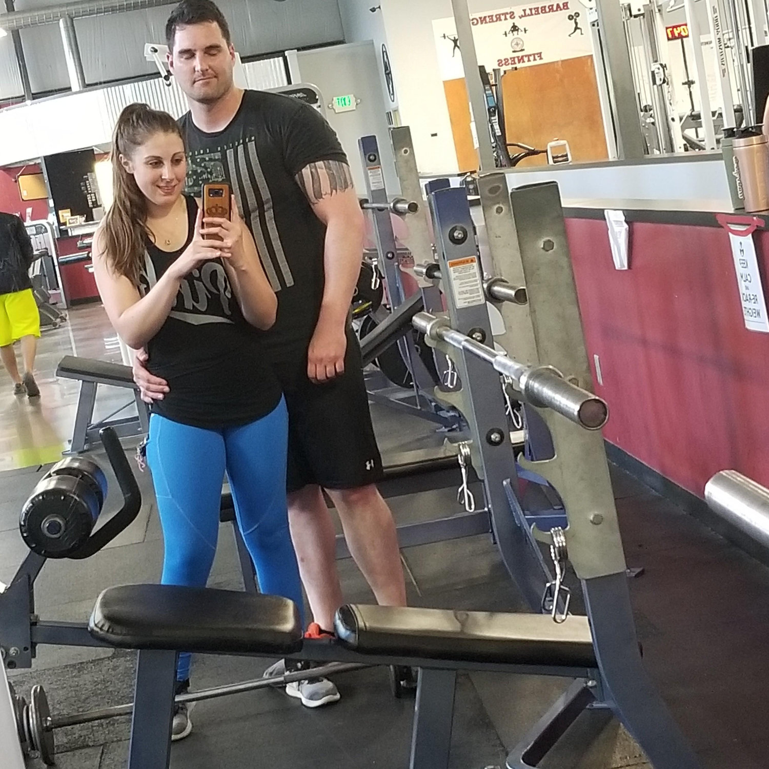 The one and only time he lets me take a selfie at the gym his eyes are closed. 🤦🏻‍♀️