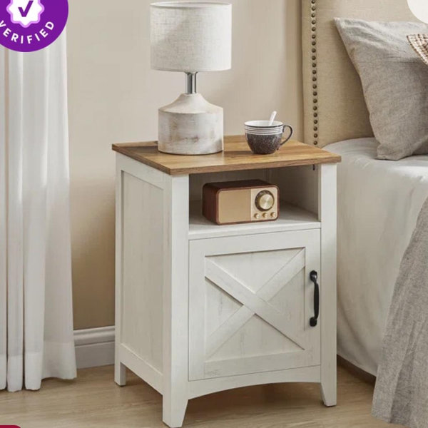 Laurel Foundry Modern Farmhouse® Bauman Farmhouse Nightstand, Bedside Table with a Cabinet and Open Compartment & Reviews | Wayfair