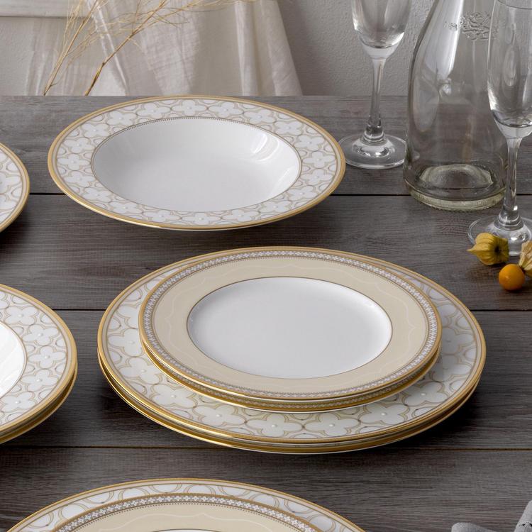4枚セットnoritake contemporary Mediterranean Noritake, Trefolio 12-Piece Dinnerware Set, Service for 4 | Zola