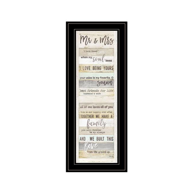 Trendy Decor 4U Mr and Mrs By Marla Rae, Ready to hang Framed print, White Frame, 11" x 27"