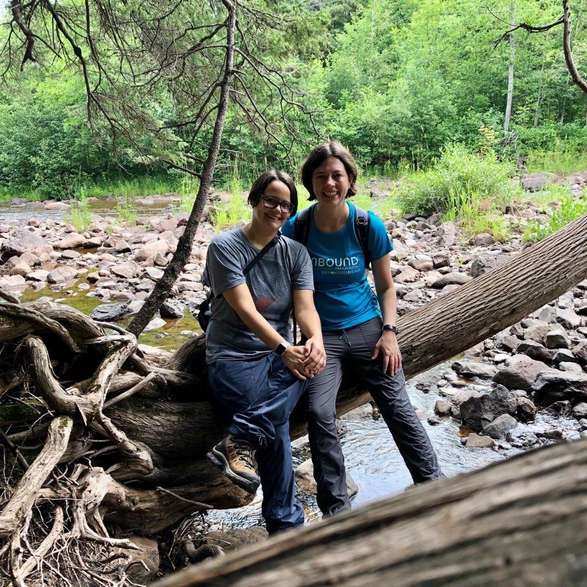 Amy and Peggy on a hike in Minnesota in 2020.