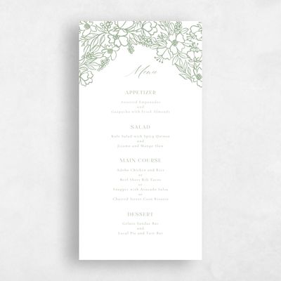Sage, Green Wedding Menu - Mira Letterpress