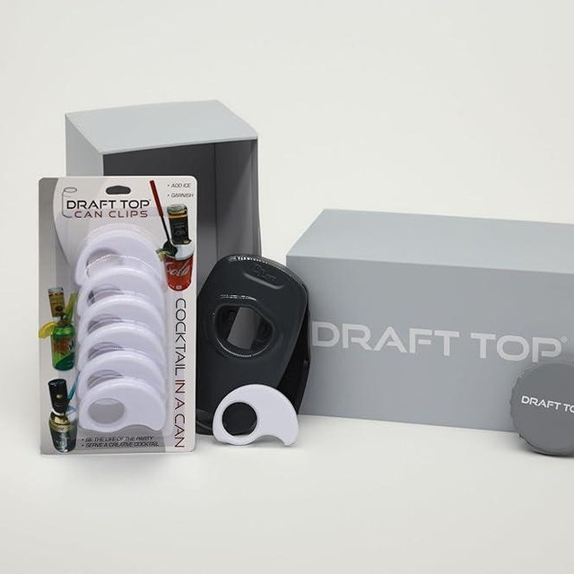 Draft Top Small Gift Box – Topless Can Opener Set For Beer & Cocktail Lovers - Includes 1 Draft Top Lift Universal, 6 Mini Bottle Can Clips, And Can Cover, Perfect Holiday, Party, Or Tailgating Gift