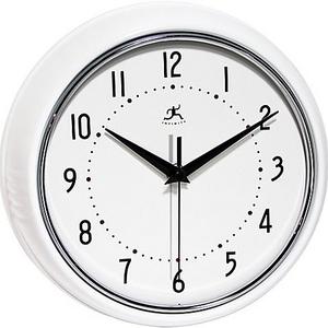 Infinity Instruments Retro Round White Metal Wall Clock