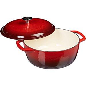 AmazonBasics Enameled Cast Iron Dutch Oven - 7.5-Quart, Red