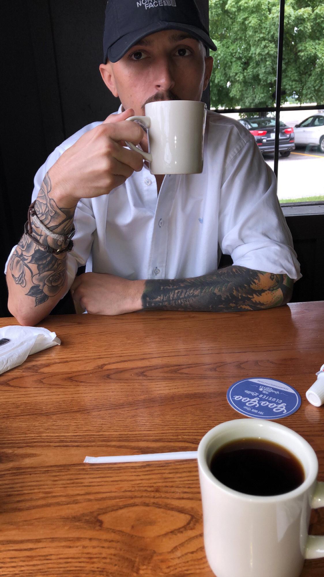 Enjoying some coffee at crackle barrel