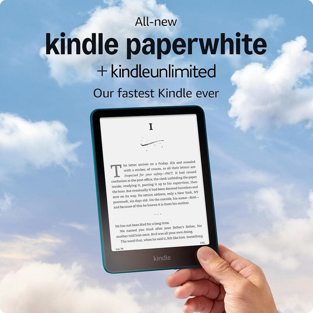 All-new Amazon Kindle Paperwhite (16 GB) – Our fastest Kindle ever, with new 7" glare-free display, and weeks of battery life – Jade + 3 Months of Kindle Unlimited (with auto-renewal)