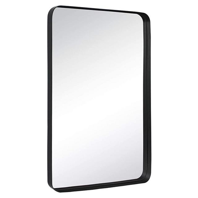 TEHOME 24x36 Black Metal Framed Bathroom Mirror for Wall in Stainless Steel Rounded Rectangular Bathroom Vanity Mirrors Wall Mounted