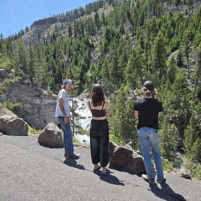 The day after we got engaged, taking in a waterfall