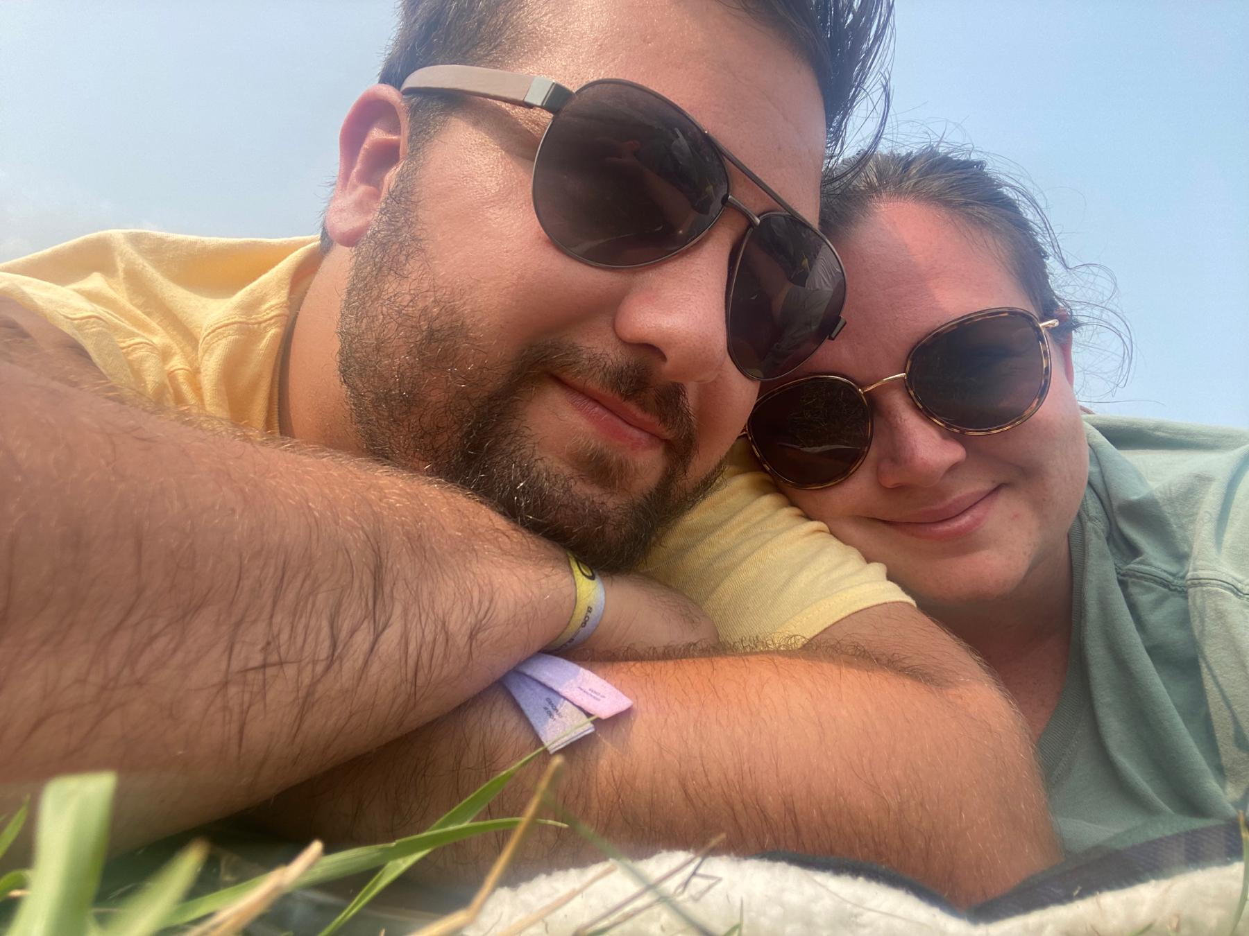 Here we’re attending a music festival. Music is one of the things that initially drew us together.