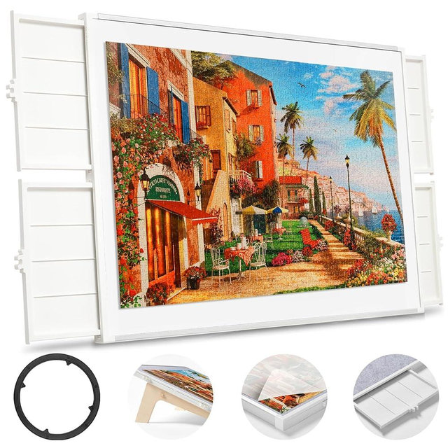 1500 Pieces Rotating Puzzle Board with Drawers and Cover, Dual-Sided 35”x27”Portable Jigsaw Puzzle Table,Tilt&Lazy Susan,Gift for mom Adults