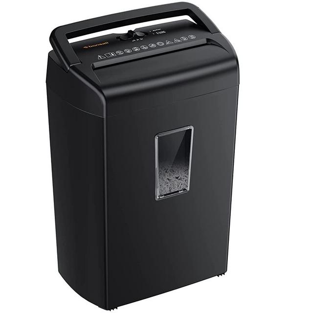 bonsaii 10-Sheet Cross Cut Paper Shredder, 5.5 Gal Home Office Heavy Duty Shredder for Credit Card, Staple, Clip with Transparent Window(C209-D)