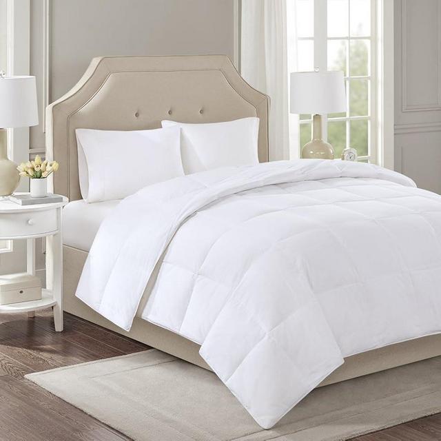 Sleep Philosophy True North 3M Scotchgard 300TC Quilted Down Comforter Cotton Sateen Cover Downproof, Feather Blend Duvet Insert Modern Luxe All Season Bed Set, Twin, White Maxi Warm (TN10-0058)