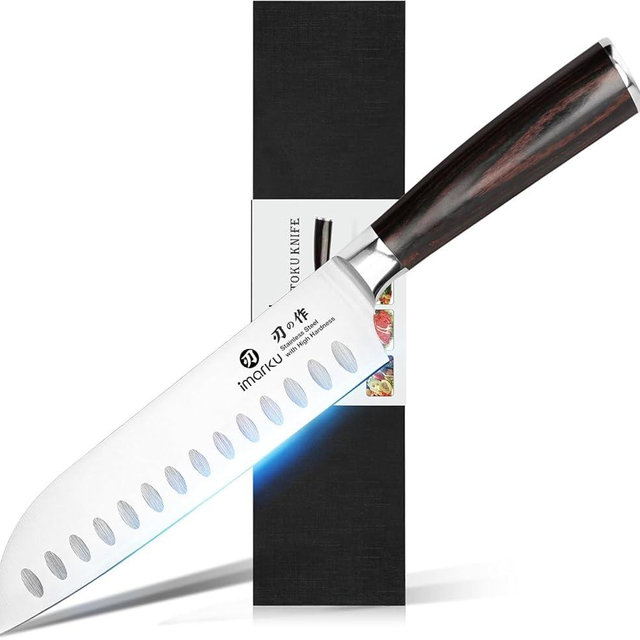 imarku Santoku Knife-Super Sharp Chef Knife Made of High Carbon Stainless Steel, Kitchen Knife with Ergonomic Handle, Great Sharp Knife on Christmas and Birthday for Her Him