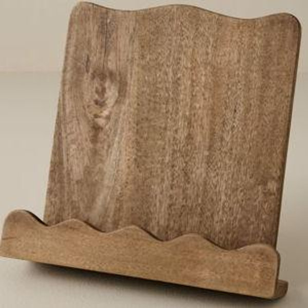 Antiqued Wood Scalloped Cookbook Holder