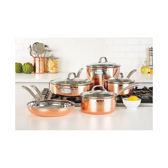 Viking 3-Ply Hammered Copper Clad 10-Pc. Cookware Set