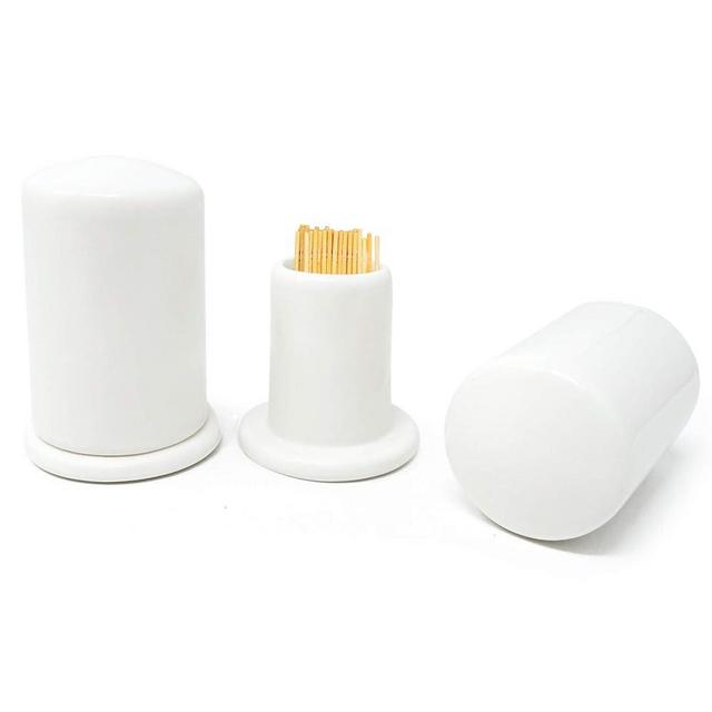 Honbay 2PCS Ceramic Toothpick Holders Toothpick Dispensers Tooth Picks Containers with Lid for Home Kitchen Restaurant or Picnic
