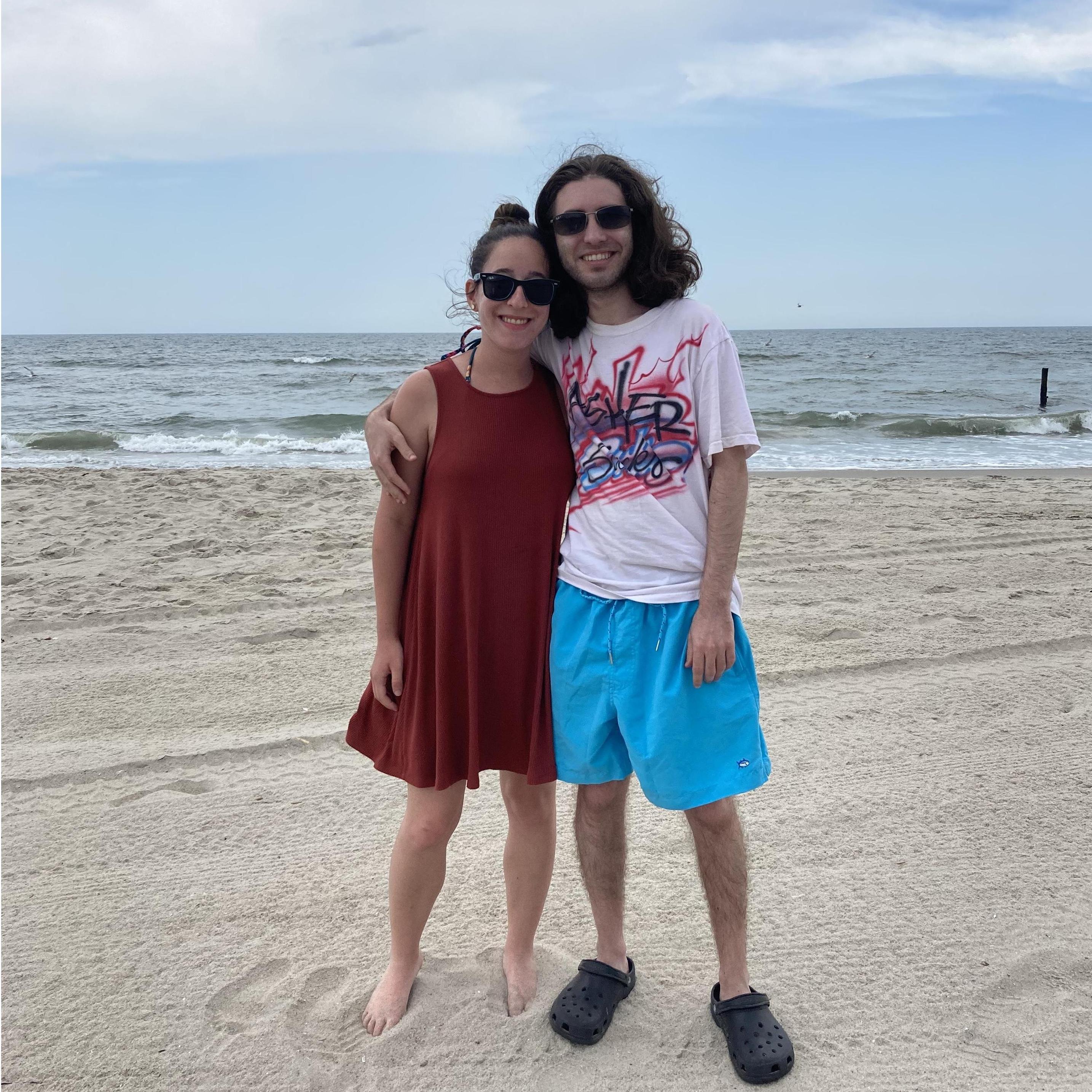 One of Haley's first visits to the beach in Belle Harbor where Asher is from.