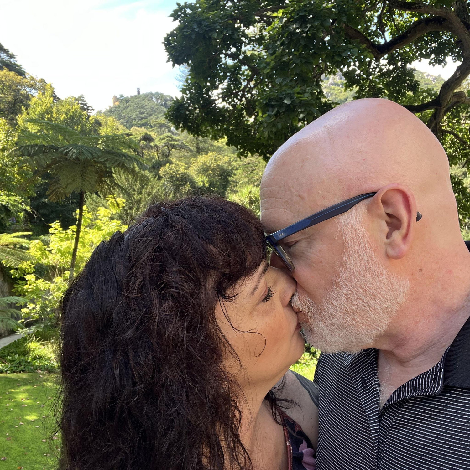 Our kiss-cam at Quinta de Regaleira in Sintra.