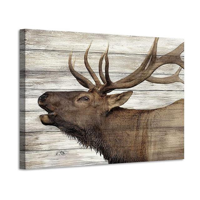 Elk Pictures Canvas Wall Art: Wildlife Animals Artwork Print on Wrapped Canvas Paintings for Living Room (36''W x 24''H,Multi-Sized)