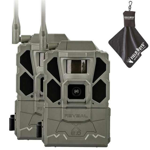 TACTACAM Reveal X Gen 3.0 Cellular Trail Camera - Multi Carrier, HD Photos & Videos, Pre-Installed Antenna, Built-in GPS, Best Battery Life, Low-Glow, Fast Trigger Speed + Cleaning Cloth | 2PK