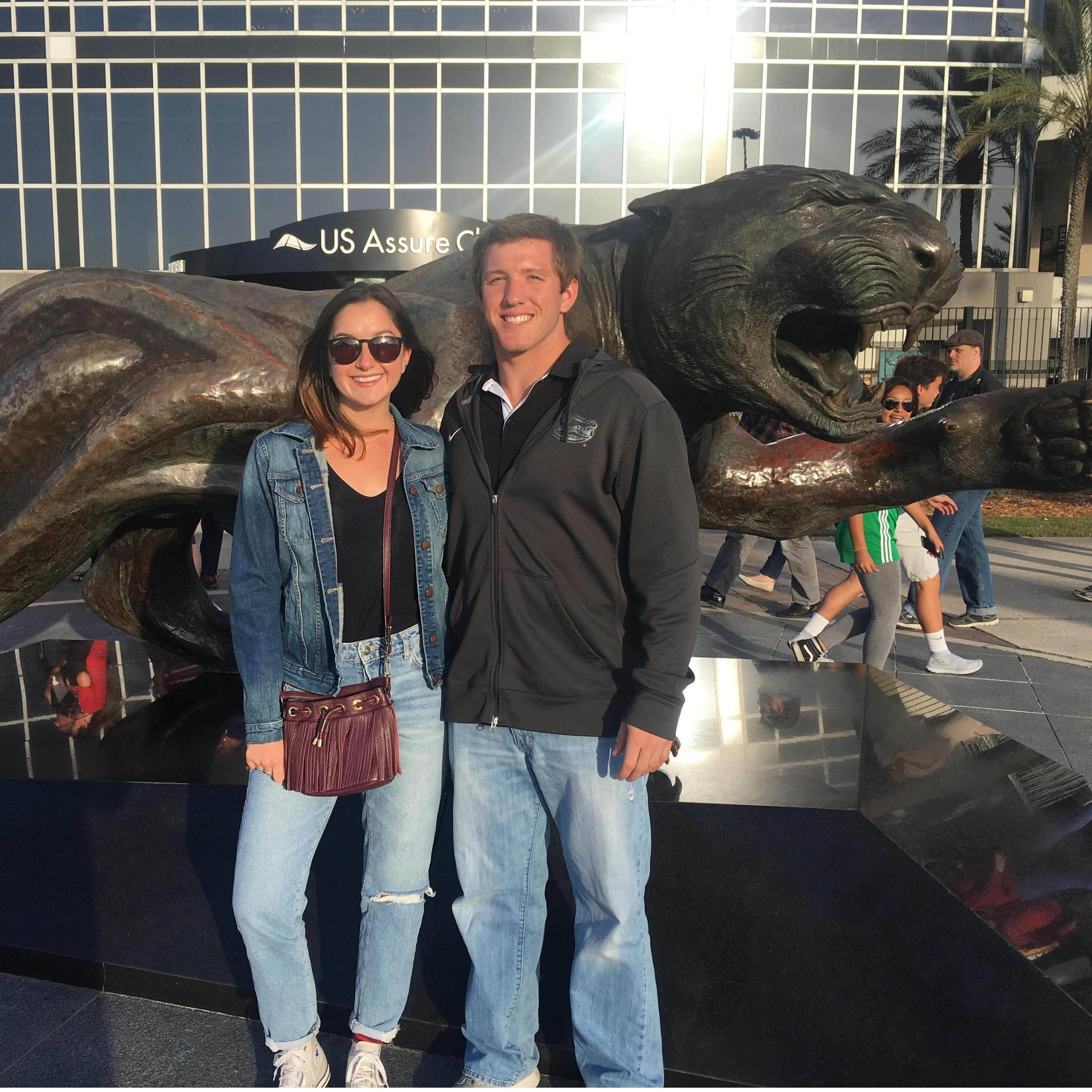 Garrett surprised Kaley with tickets to the USWNT game vs. Mexixo Women's National Team (soccer) when they played in Jacksonville - Kaley accidentally ruined the surprise though!