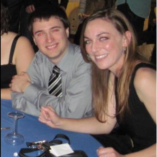Our first picture together as a couple! Howl at the Moon, January 2013