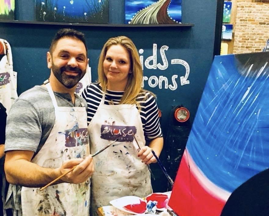 This photo was taken on our first date in 2017 at Muse Paintbar in Fairfax, VA.

Come back to this page for bachelorette party, bridal shower, and wedding/honeymoon photos.