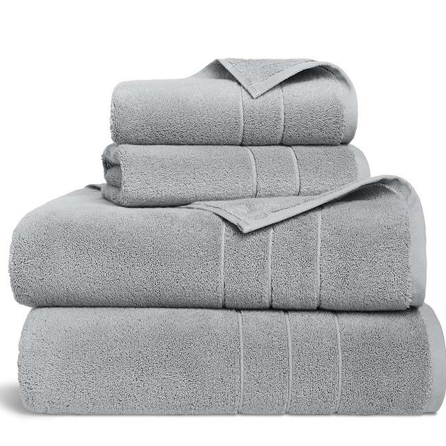 Brooklinen Super-Plush Turkish Cotton Bath Sheet Set - Set of 2 Bath Sheets + 2 Hand Towels, Smoke Grey, 100% Cotton | Best Luxury Spa Towels