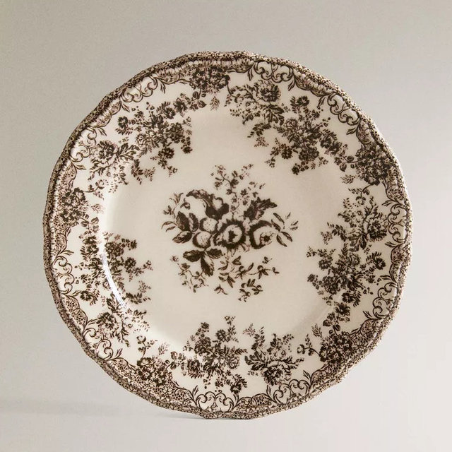 FLORAL EARTHENWARE DESSERT PLATE