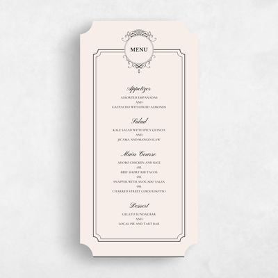 Beige Ticket Wedding Menu - Malta