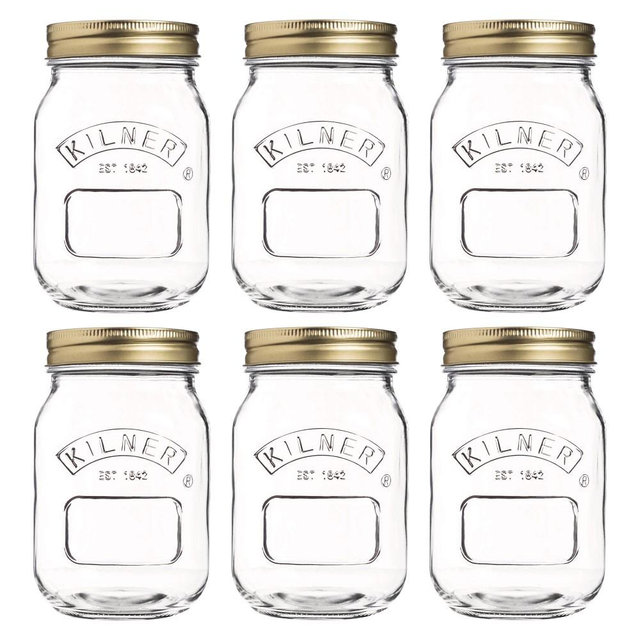 Kilner Round Canning Jar, 17 oz, Set of 6