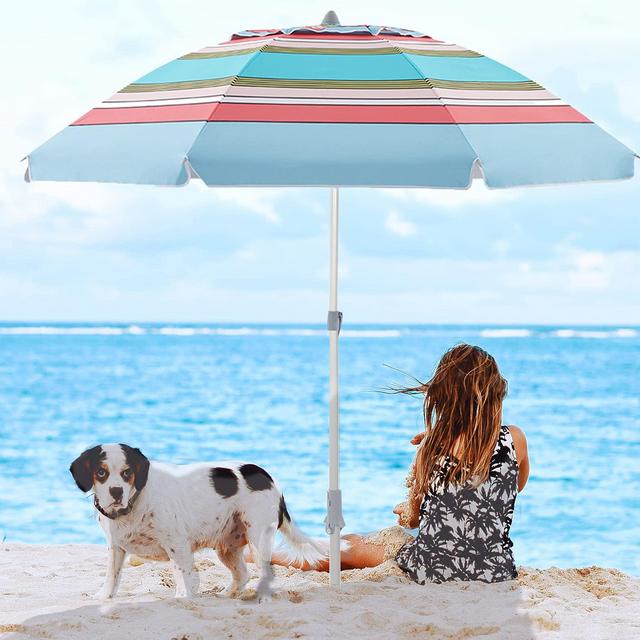 Beach Umbrella (Stripe Sky Blue and Red)