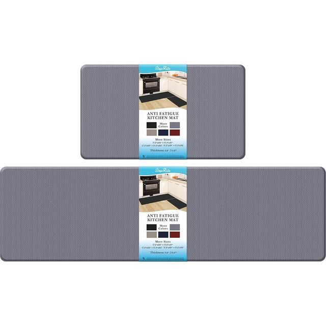 StepRite Kitchen Mats, 2PCS Kitchen Rugs, Cushioned Anti Fatigue Kitchen Mats for Floor, Non-Slip Standing Desk Mat, Waterproof Kitchen Rug Set for Kitchen, Floor, Office, 17.3"×30"+17.3"×59", Grey