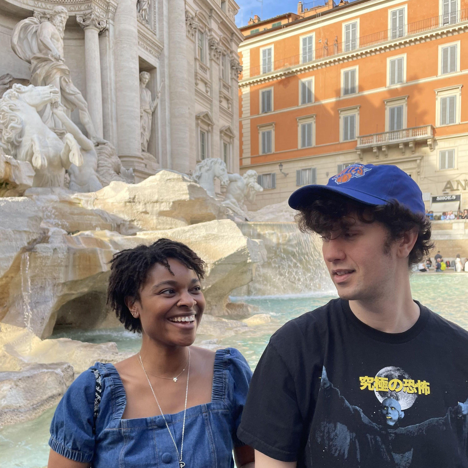 At the Trevi fountain! Coby lost this t-shirt after the trip, and it mysteriously rematerialized years later.
