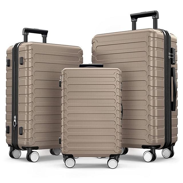 SHOWKOO Luggage Sets Clearance ABS Hardshell 3pcs Luggage Hardside Lightweight Durable Suitcase sets Spinner Wheels Suitcase with TSA Lock (Champage))
