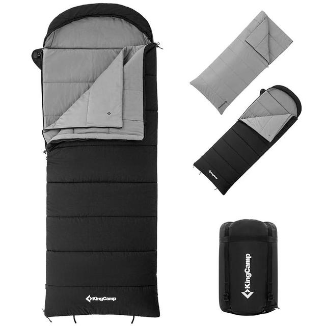 King Camp 3 in 1 Flannel Sleeping Bag for Adults, 3-4 Season Warm&Cold Weather Sleeping Bags, Washable Inner Lining, Large, Lightweight, Waterproof, Portable for Camping, Backpacking and Hiking