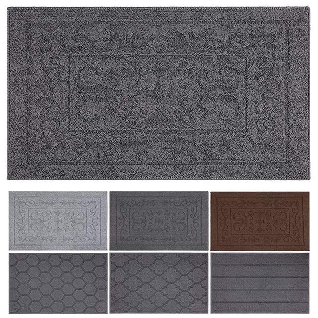 Indoor Doormat Front Door Mat Non Slip Rubber Back Door Mats Magic Inside Dirt Trapper Entry Rugs Entrance Door Rug Machine Washable Door Carpet Mat for Entryway - Grey, 24"x 36"