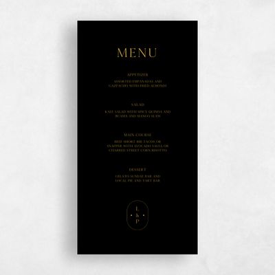 Black Wedding Menu - Cadiz
